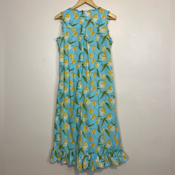 Ella Simone Cottagecore Night Dress Yellow Tulip Floral Print Ruffle Cotton - Picture 6 of 9